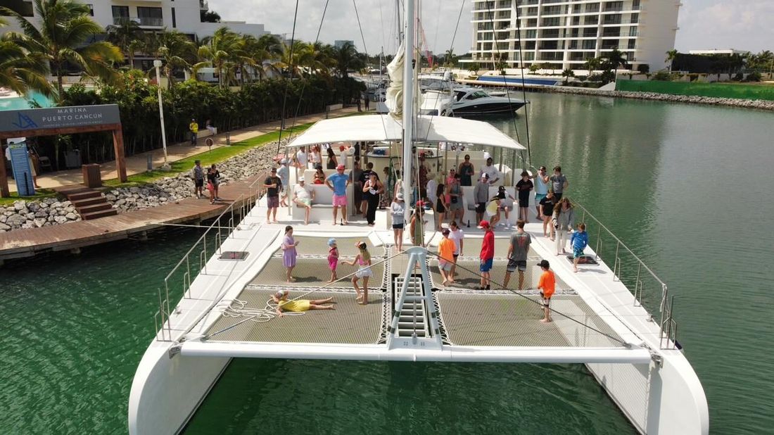 The Imperial 68 catamaran at the marina in Cancun
